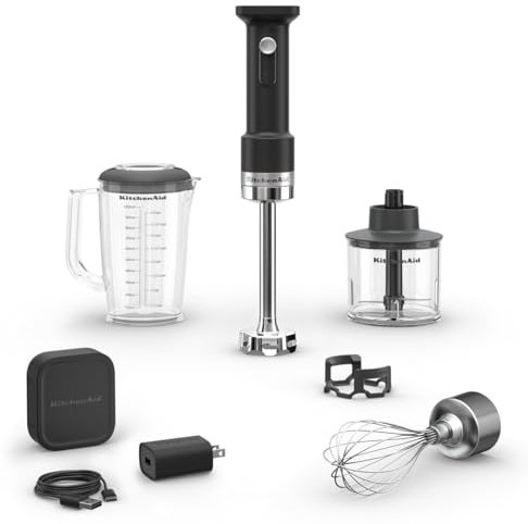 KitchenAid Go Cordless Hand Blender with Accessories - Battery Included, KHBRV75BM