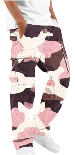 Pantalon Cargo Homme Camouflage, Pantalons de Travail Homme Casuals Pantalon Treillis Militaire Tactique Coupe Droite Taille Élastique