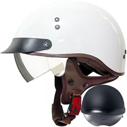 Bols Demi-Casque Jet Vintage Rétro ECE Homologué Casque Ouvert De Moto pour Hommes Et Femmes Casquette Unisexe pour Vélo Scooter ATV UTV Skateboard Black M~XXL