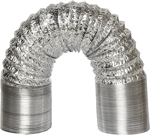 Venture Flexible Ducting Aluminum Foil Non-Insulated Heat Ducting Hose Ducting Pipe with 2 Clamps for Extractor Fan, Dryer Vent, Cooker Hood (5(125mm) X 10m)