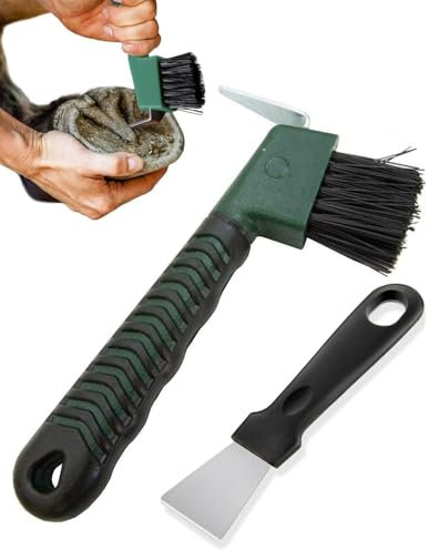 Hoof Pick, Horse Head, Hoof Care for Horses, with Brush, 2 in 1 Hoof Scraper, Horse Care Accessories, Non-Slip Handle, Horse Grooming Tools for Clean Hooves for Hoof Care and Claw Care