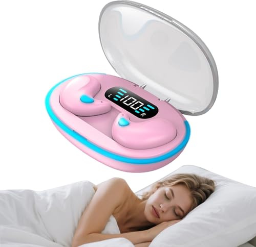 Auricolari wireless Bluetooth invisibili, mini cuffie per dormire piccole, con cancellazione del rumore, auricolari piatti per dormire lateralmente, impermeabili, TWS, auricolari nascosti per iPhone