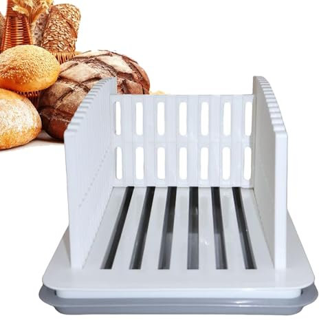 Adjustable Width Bread Slicer for Homemade Bread - Foldable with Built - in Crumb Tray, Slicing Guide for Even Slices of Bread, Bagels & Cakes