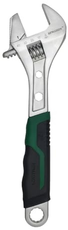 HPMAISON 4 IN 1 Schraubenschlüssel Verstellbar Rohrzange Rollgabelschlüssel Einmaulschlüssel aus Chrom-Vanadium Stahl mit Gummigriff, Länge: 12 / 310 mm (max. 45 mm Maulweite), Grün