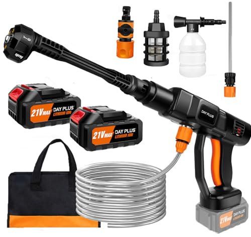 Cordless Pressure Washer, Portable Power Washer for Patio & Car, 6 in 1 Adjustable Nozzle with 5M Hose, Pressure Wash Tool with 2X 3.0Ah Batteries, High-Pressure Cordless Jet Cleaner