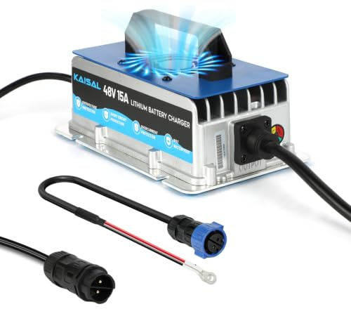KAISAL 48V 15A LiFePO4 Ladegerät, 58.4V Lithium Batterieladegerät | für 48V(51.2V) Lithium Batterie, Timer Abschaltung, 0V BMS Aktivierung, IP67 Wasserdicht, für Wohnmobile, Boote, Solar