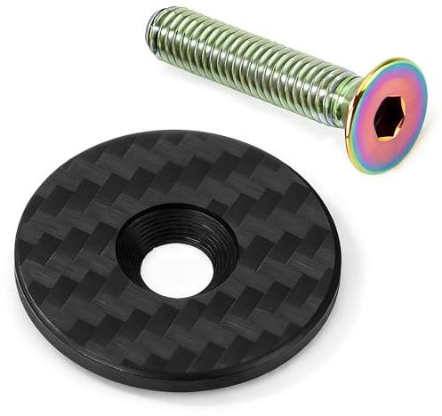 Tappi Manubrio Bici MTB con Vite, Coperture per Cuffie per Bicicletta Bici Bullone Tappo Serie Sterzo Bicicletta in Fibra di Carbonio Tappo Cuffia per MTB Road Bicycle