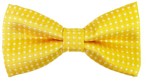 HISUNBEN Papillon a pois per bambini, papillon pre-legato con pois e fibbia regolabile e cinghia, per ragazzi e ragazze, per feste di matrimonio e animali domestici, Giallo, 1
