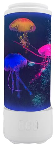 VBESTLIFE Lampada di con Altoparlante BT e Flusso D'acqua a 3 velocità | 10 Colori Che Cambiano la Luce Notturna a LED | Remoto Controllo da 4000 MAh per un di Rilassamento della Camera (WHITE)