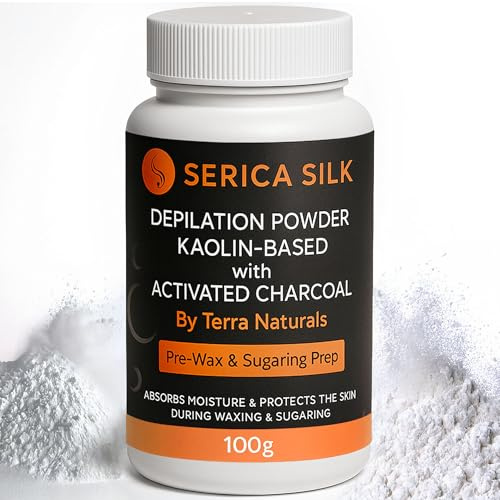 Serica Silk Kaolin Charcoal Powder 100g | Talc-Free Pre-Waxing & Sugaring Body Powder | Detox & Purifying Effect, Absorbs Moisture, Highlights Fine Hair, Protects Your Skin During Hair Removal