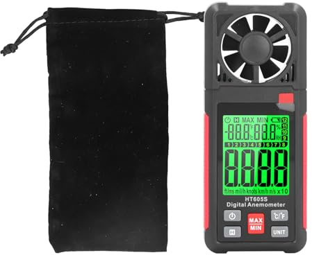 Anemometro Digitale Portatile con Schermo LCD 2,26 e Sensori Temperatura e Umidità - Misuratore Velocità Preciso per Vela, Windsurf e Attività Outdoor