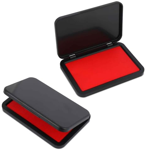 2pcs Red Ink Pads for Rubber and Clear Stamps Ideal, 10.1x6.3cm/4x2.5in | Premium Stamp Ink Pads for Office Home & Crafting