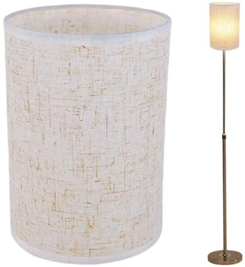 Pantalla para Lámpara de Pie | Cubierta de Lino con Luz Suave - Pantalla Tipo Tambor para Lámpara de Pie | Estilo Rústico: Salón, Dormitorio, Estudio, Oficina, Regalo para Estreno de Casa,