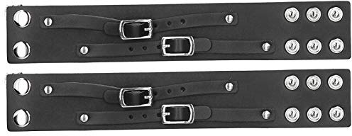 Bracciale a fascia in pelle larga, 2 pezzi, cinturino da polso regolabile in similpelle stile punk con chiusura in lega, fascia avvolgente dallo stile retrò per uomo e donna,