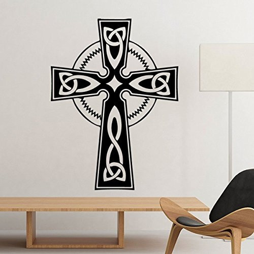 DIYthinker Religion, Christentum, Glaube, Kirche, Schwarz Heilig-Kreuz-Kreis Kultur Design Kunst Illustration Muster Silhouette entfernbarer Wand-Aufkleber-Kunst- 60cm Schwarz