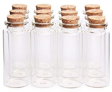 Danmu Art 30ml 30mm x 70mm Mini Glass Bottles Jars with Wood Cork Stoppers Small Glass Bottles Halloween Decorations (60)