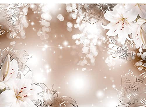 Runa Art Fototapete Blumen Lilien 352 x 250 cm Vlies Tapeten XXL Moderne Wandtapete Wohnzimmer Schlafzimmer Braun 9408011b