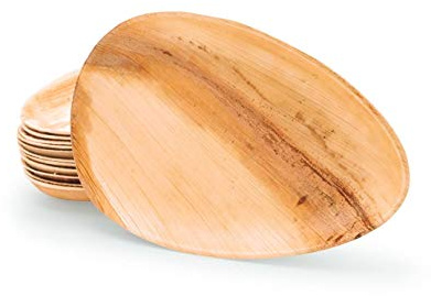 BOX And Tree | 100Pièces D'Assiettes Jetable En Feuille de Palmier 24cm |Vaisselle Jetable Biodegradable Compostables 100% | Stable et Robuste |Parfait pour la fête d’anniversaire ou le mariage