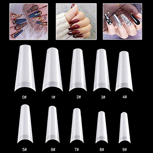 Mwoot 500 Stück Falsche Nagelspitzen, Französisch Acryl künstliche Gefälschte coffins Fingernägel Nägel Kunst Tipps für Damen Mädchen, 10 Größen (Natürliche)