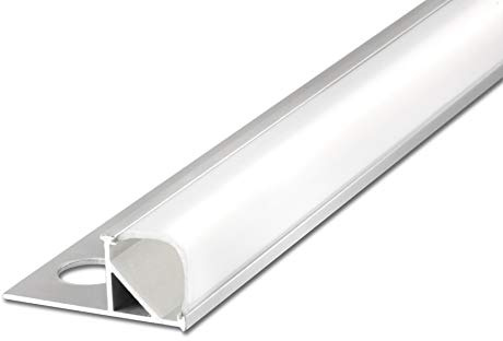 Fuchs Design LED Fliesenprofil 2,5 m - Aluminium Rundprofil (33,7 x 12 mm) - Profil Leiste ohne LED Streifen (milchig weiss)