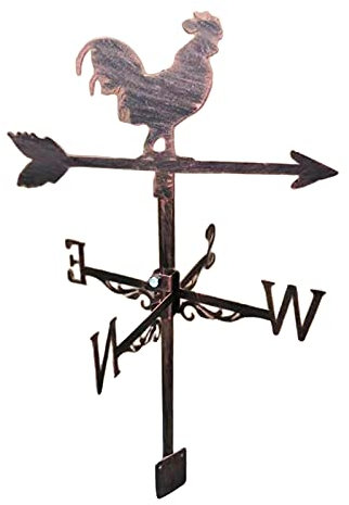 LOVIVER Indicador de dirección del Viento de Veleta del Tiempo del Gallo del Metal Inoxidable del Estilo Vintage, Herramientas de medición del Techo