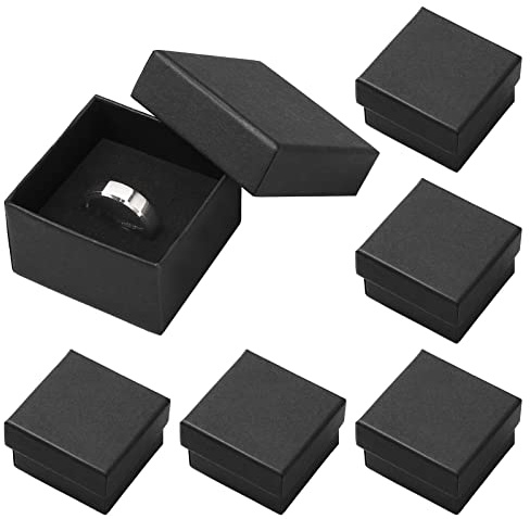 Heyu-Lotus 6 Pack Jewellery Gift Box, (5 * 4.5 * 3cm) Ring Display Box Cardboard Earrings Box Packaging Craft Boxes for Party, Festivals, Wedding Occasions (Black)