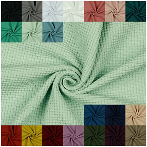 VmG-Store Waffel-Jersey Meterware Waffelpique Waffel Stoff 95% Baumwollstoff 5% Elasthan Tex 100 (200 x 145cm, 015 I Hellgrün)