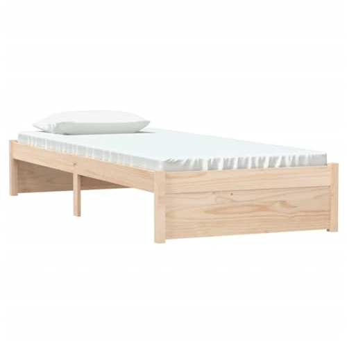 vidaXL Solid Wood Single Bed Frame - Modern Style Sleeper for Small Spaces - Pinewood Material - Brown Color - 75x190 cm Size