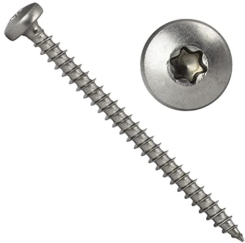 OPIOL QUALITY® Spanplattenschrauben mit Rundkopf und verstärktem Kopf TORX 4x70 mm aus Edelstahl A2 V2A (10 Stück) Linsenkopfschrauben TX Vollgewinde Holzschrauben