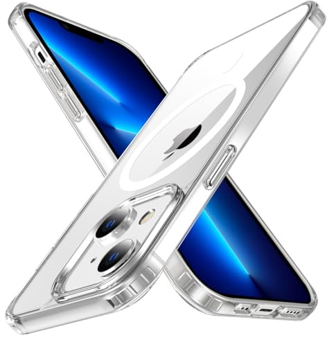 tigratigro Cover Magnetica per iPhone 13, Compatibile con MagSafe Ricarica Wireless, Anti Ingiallimento, Antiurto di Grado Militare, Custodia magnetica, Retro Antigraffio Trasparente