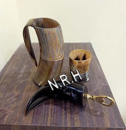 Viking Mug Verre à shot et Décapsuleur Corne à Boire pour Bière, Ale ou Mead