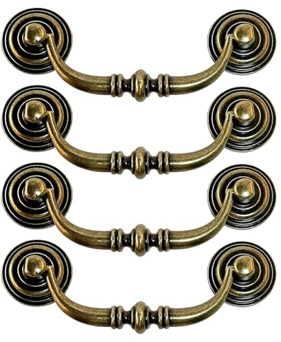 SEIWEI Vintage-Schrankgriff, 4 Stück 115 mm Schubladengriff, Küchenschrank-Griff, antiker Möbeltürgriff für Schlafzimmer-Kleiderschrank, Kommode, Schubladenschrank (Messing)