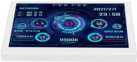 Goshyda Computer Temp Monitor, Schermo IPS da 5 Pollici CPU GPU Visualizzazione Dati Schermo Rotazione di 360 Gradi Design Fai da Te, Display Temperatura PC per Finestra