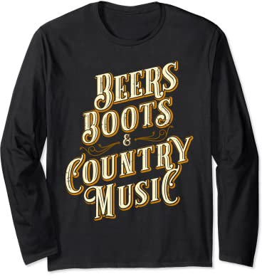 Lustige Bierstiefel & Country Musik Country Western Langarmshirt