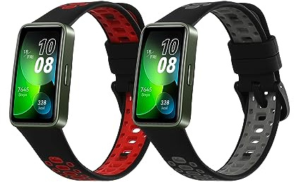 kwmobile Straps for Huawei Band 10/9 / 8 Straps - 2x Replacement Silicone Watch Bands - Smartwatch or Fitness Tracker