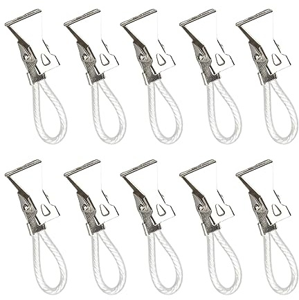 10 Pinces à Serviettes, Pinces de Salle de Bain, Pinces En Métal, Pinces En Fer, Torchons Suspendus Pinces à Linge Pinces à Linge Multifonctions avec Boucle Suspension, pour Cuisine, Maison, Blanche