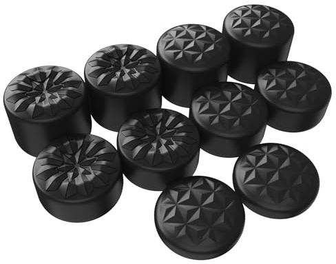 PlayVital 10 Stück ergonomische Thumbstick Schutzkappen für PS5,für PS4, Universal Pro Kappen für Xbox Series X/S,Xbox One/Elite Series 2,Switch Pro-mit 3 Höhen konvex und konkav-Schwarz(Quantum)