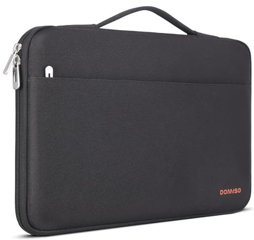 DOMISO 17 Inch Laptop Sleeve Canvas Notebook Portable Carrying Bag Case for 17,3 HP Pavilion 17/17 ZBook Fury 17,3 G8 /IdeaPad 3 Gen 7/Chromebook 317, Black