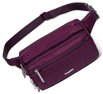 Baggallini Securtex stöldskyddsväska för kvinnor, Mullbär, One Size, Securtex® Stöldsäker bältesväska