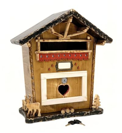 Cassetta Della Posta In Legno Personalizzata, Buca Della Posta Da Esterno, Montaggio A Parete Resistente Agli Agenti Atmosferici, Eleganza Arredo Montagna Con Chiusura Basculante Resistente
