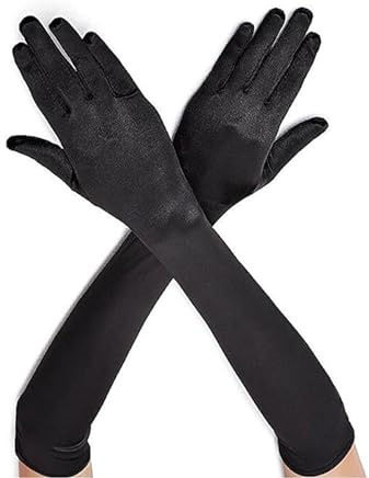 Ryaupy 1 Paar 1920er Jahre Stil Lange Abendhandschuhe Schwarz Ellenbogen Handschuhe Braut Tanz Kostüm Handschuhe Sexy Frauen Hochzeit Abschlussball Opernhandschuhe