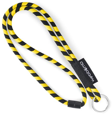 webbomb® Tubular Lanyard zweifarbiges Schlüsselband - rund weich und lang mit Sicherheitsverschluss und Schlüsselring als Schlüsselanhänger Key Chain für Ausweis Handy Schlüssel (gelb/schwarz)