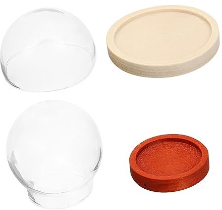 AOKWAWALIY De Cristal Base De Madera Para Exhibición De Flores Secas 2 Piezas (30mm) Decorativas Hogar Cúpulas De Cristal Pequeñas Para Objetos De Colección Obsequio Delicado