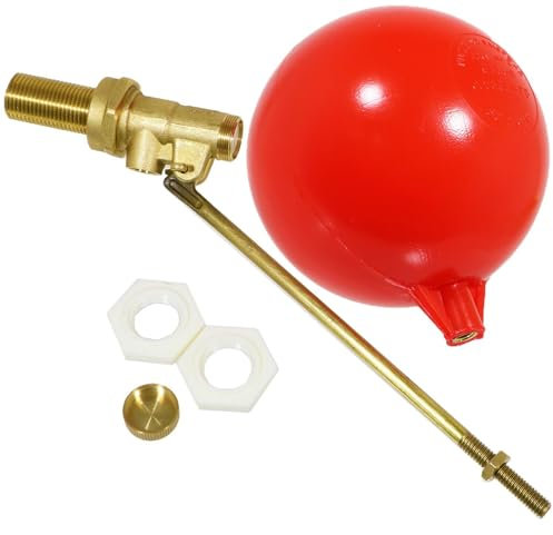 SPARES2GO Part 1 Valve 1/2 High Pressure Side Entry Toilet Cistern Ballcock + 6 Ball Float Kit