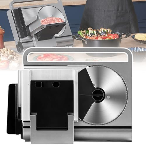 200w Kitchen Meat Slicer, Commercial Electric Deli Meat Slicer, 1-15mm Adjustable Thickness Electric Food Slicer Machine- Foldable and Easy to Store,Silver