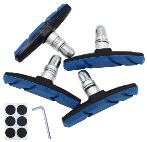 2 Pairs Bike Brake Pads,Brake Pads for Bicycle,Bicycle Brake Pads,Brake Pads with installation tool No Noise Long 70mm Rubber Durable V-Brake Pads for Mountain Bicycle