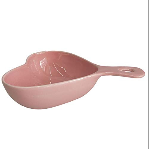 LVUNZJCA Ensaladeras de Cerámica Queso 2pcs cerámica Ensaladera al Horno Plato de Arroz de los hogares en Forma de corazón Creativo Hornear tazón(Rosado)