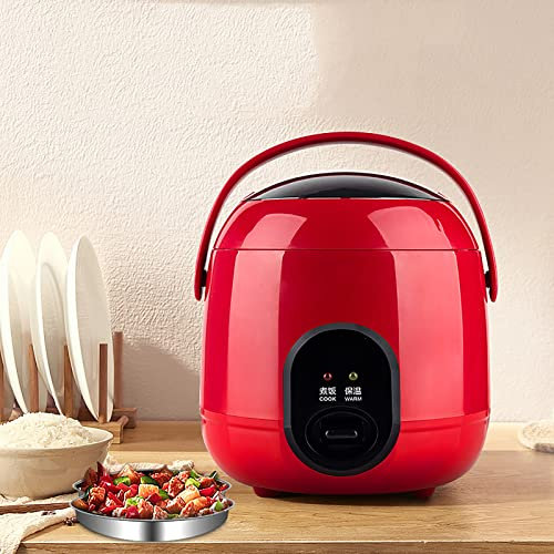 Mini cuiseur à riz électrique pour 2 personnes 1,2 L amovible antiadhésif pot intérieur cuiseur riz/vapeur aliments sains/légumes couleur rouge