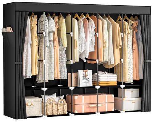 Neatrays 83 Inch Large Capacity Wardrobe Closet, Portable Armoire for Hanging Clothes, Freestanding Closet Organizers and Storage with Cover & 5 Hanging Rods & 10 Storage Shelves