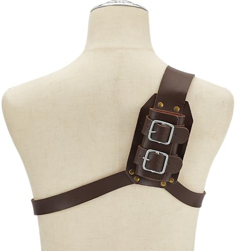 HOBBIESAY 137 cm lungo spada spalla posteriore guaina titolare PU pelle posteriore spada rana spada fibbia in pelle guerriero costume custodia protettiva coppia marrone per costume medievale